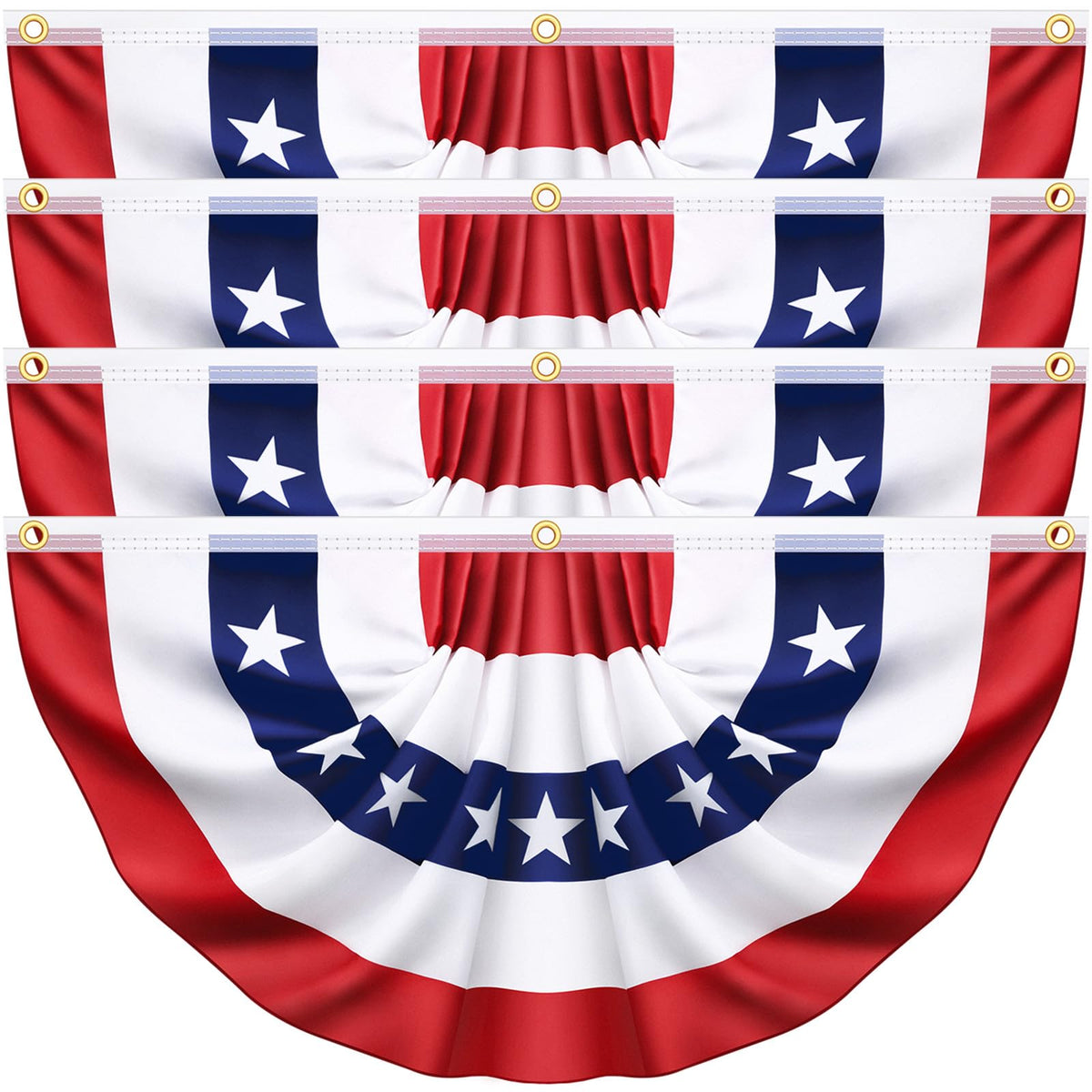 Govetom American flag bunting 3x6ft 4-pack for porch outdoor patriotic display