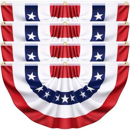 Govetom American flag bunting 3x6ft 4-pack for porch outdoor patriotic display