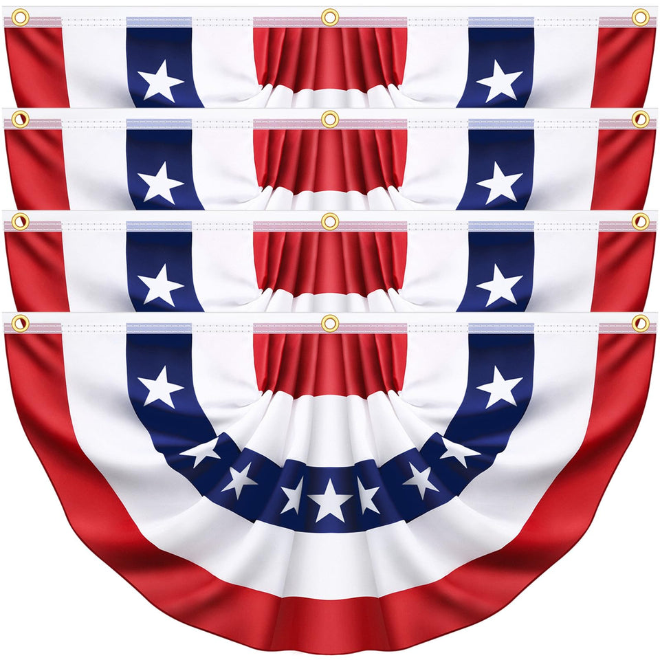 Govetom American flag bunting 3x6ft 4-pack for porch outdoor patriotic display