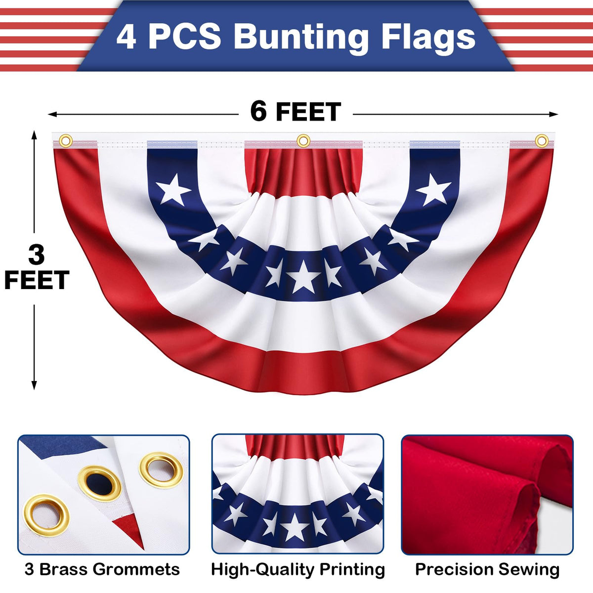 Govetom half fan banner flags ideal for backyard Memorial Day celebrations