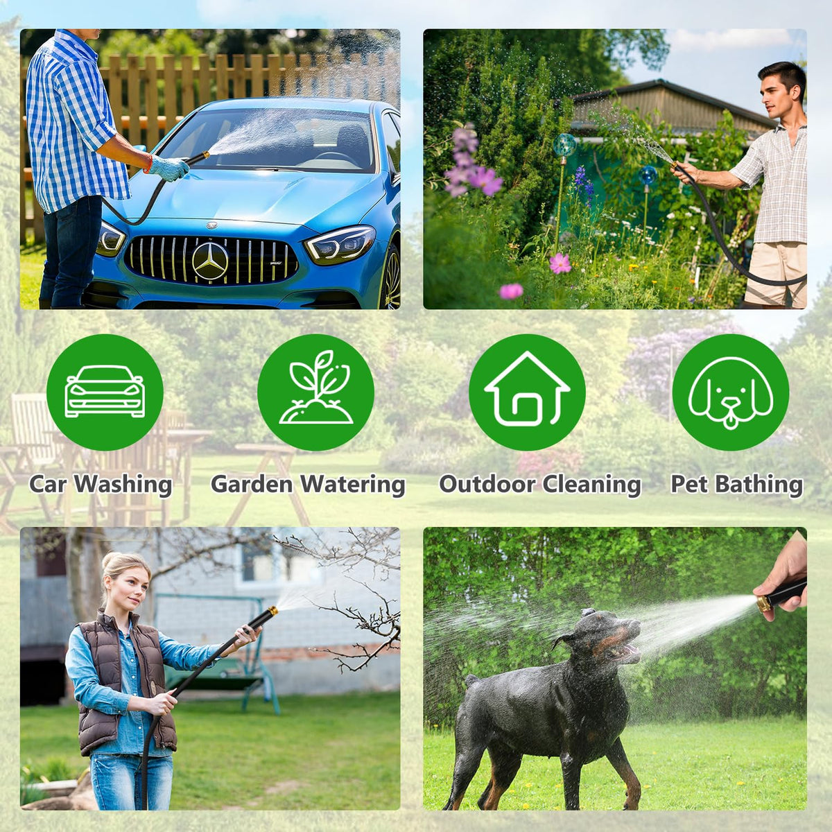 GOXAWEE versatile hose for lawns, patios, and pet rinsing