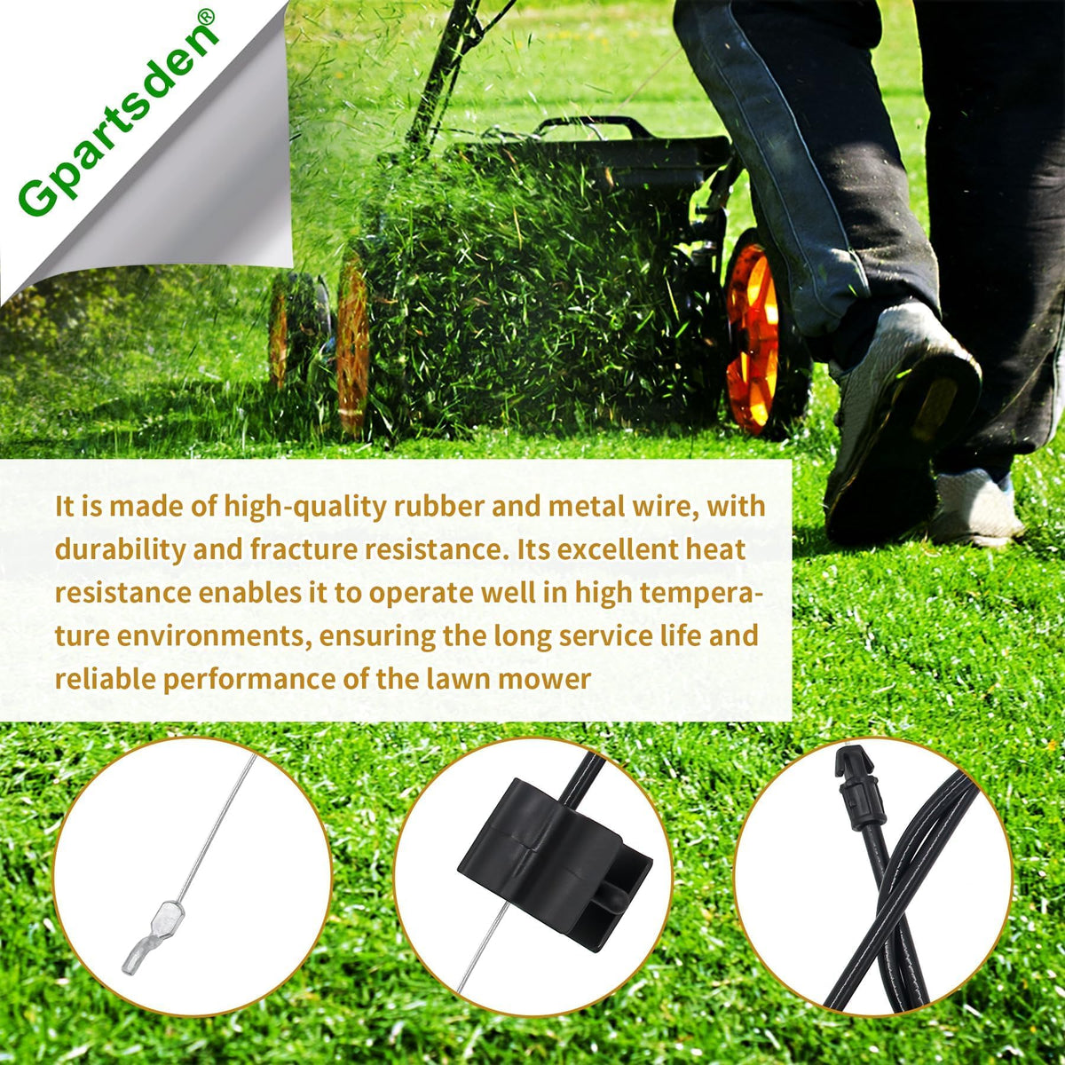 Gpartsden throttle cable for Poulan PR650RWD withstands wear under regular mowing