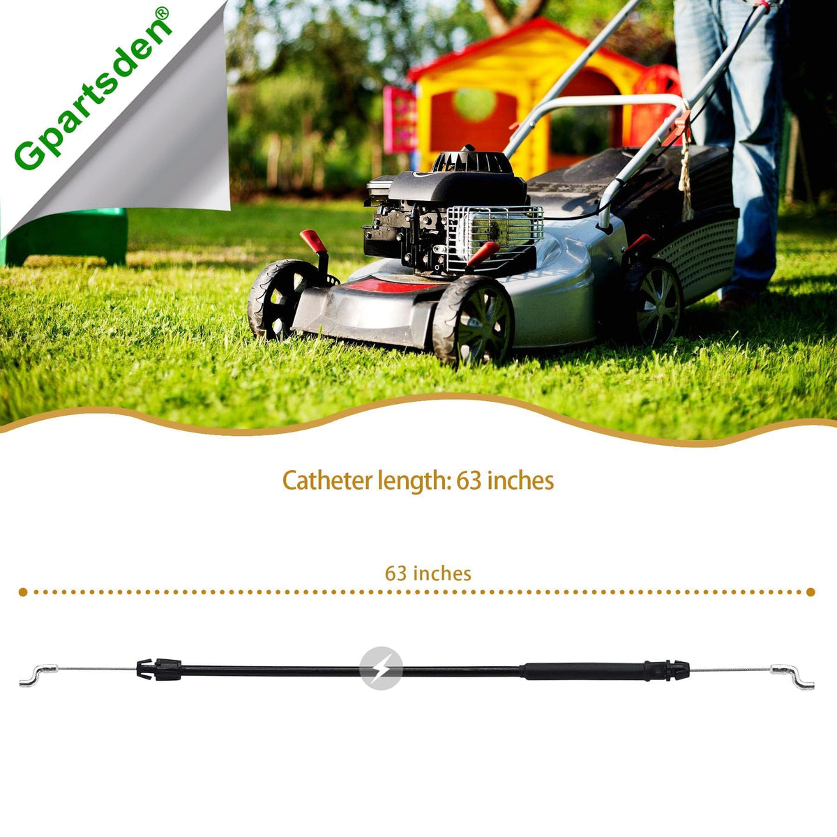 Gpartsden clutch cable metal part with durable finish.