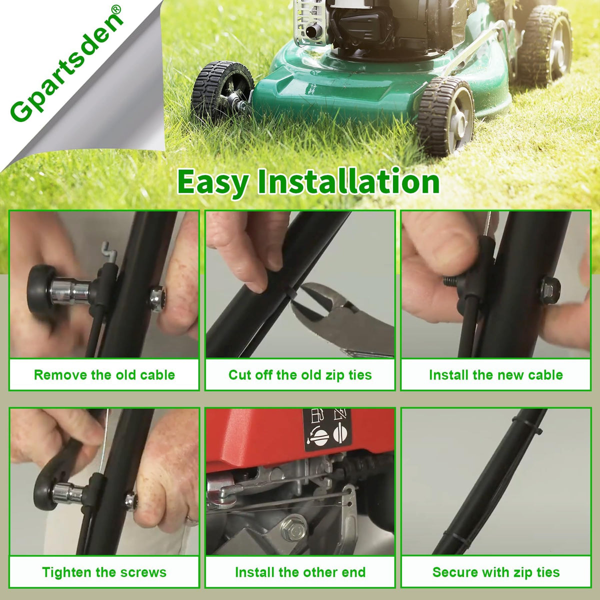 Gpartsden natural rubber clutch cable highlights flexible operation.
