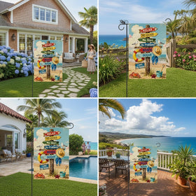 GPGHE Beach Decor flag burlap texture detail adds rustic charm outdoors.