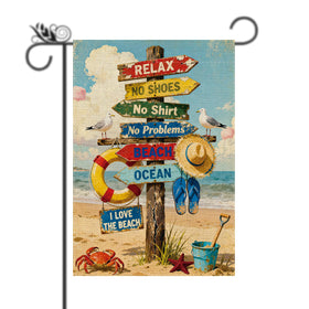 GPGHE Beach Decor flag front view with burlap texture for outdoor yard display.