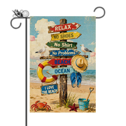 GPGHE Beach Decor flag front view with burlap texture for outdoor yard display.