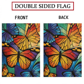 GPGHE Butterfly Garden Flag side view highlighting double-sided print for full visibility.