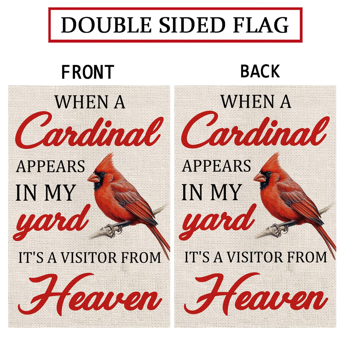 GPGHE Cardinal Garden Flag weather-resistant fabric withstands rain and wind.