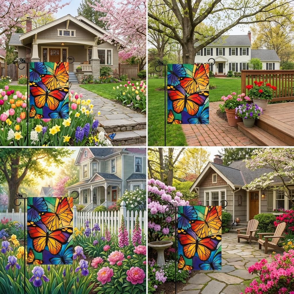 GPGHE Double-Sided Flag Butterfly Design ensures readable greetings from both sides.