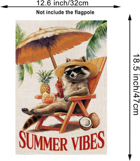GPGHE double-sided raccoon flag, vibrant colors visible from both sides.