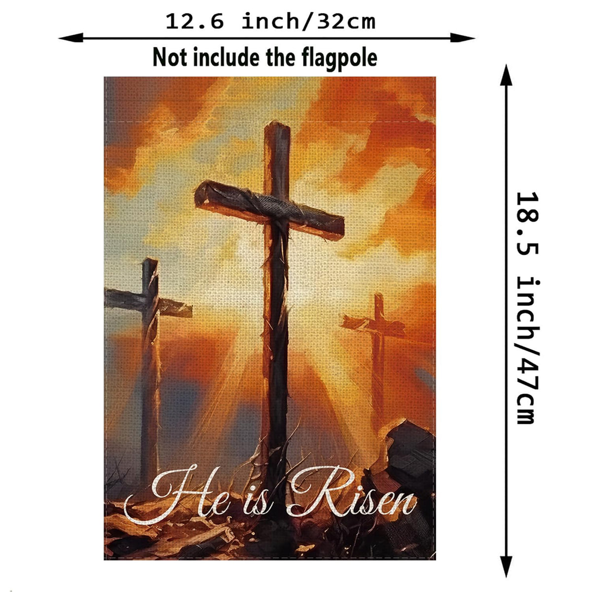 GPGHE Easter garden flag back view showing same vibrant design and legible text from behind