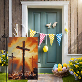 GPGHE Easter garden flag yard decor setup demonstrating easy outdoor display