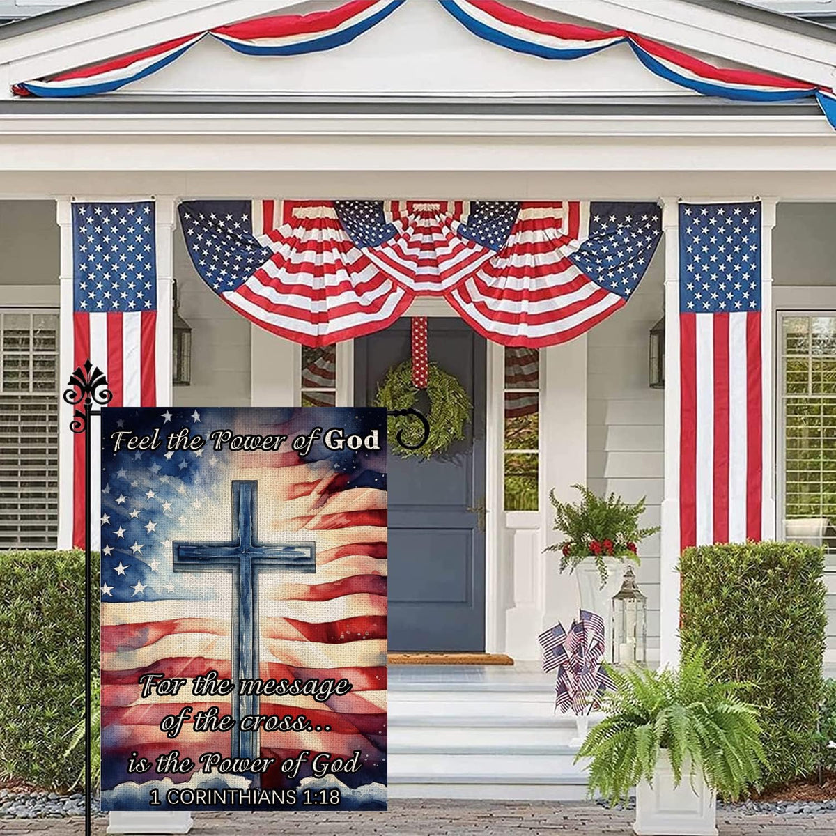 GPGHE Farmhouse door flag adds welcoming outdoor charm.