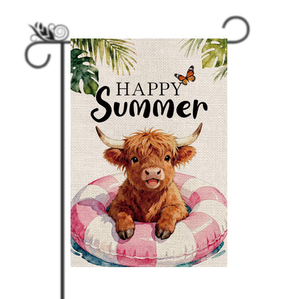 GPGHE Highland Cow Decor flag close-up showing vibrant design for outdoor charm.