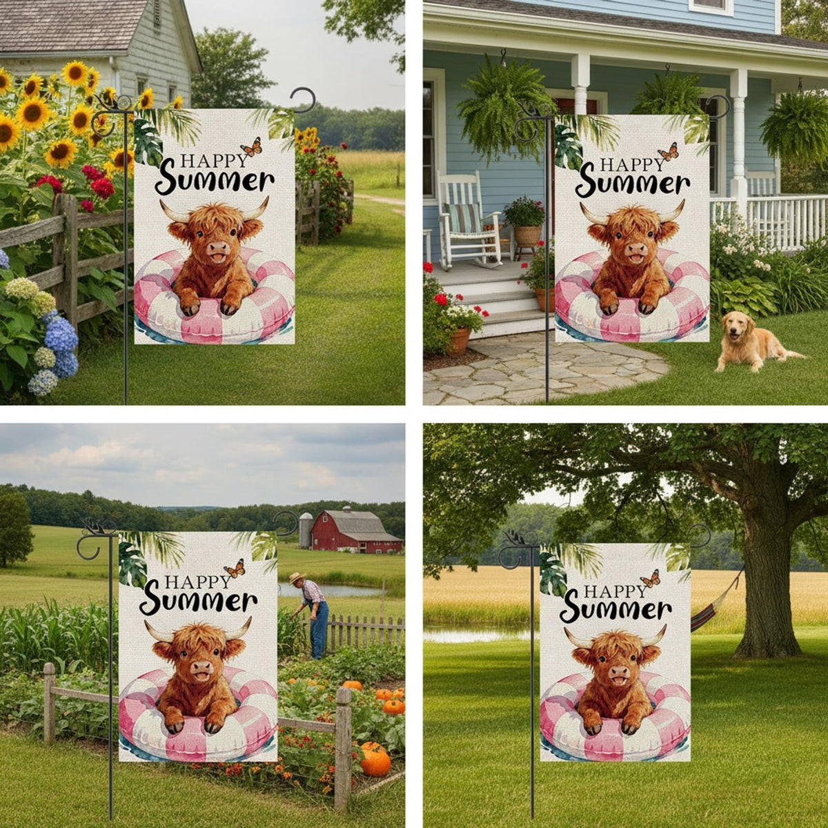 GPGHE Highland Cow Decor flag double-sided print stays vibrant from both sides.