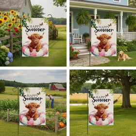 GPGHE Highland Cow Decor flag double-sided print stays vibrant from both sides.