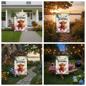 GPGHE Highland Cow Decor flag yard-ready decoration for porch or garden.