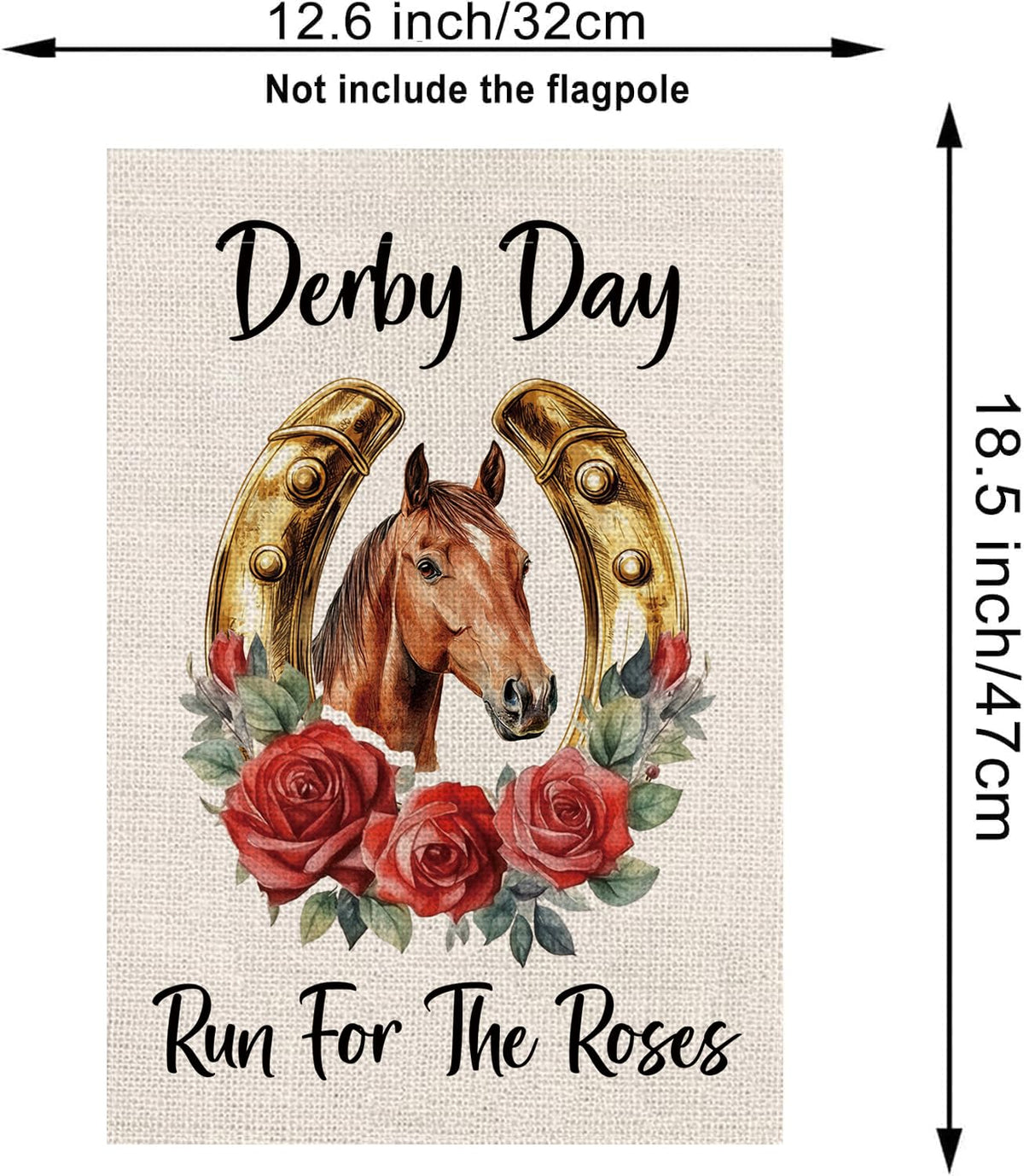 GPGHE horse run for the roses flag, double-sided visibility for porch or gate.