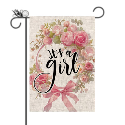 GPGHE It's A Girl garden flag welcomes guests outdoors with vibrant, weather-ready design.