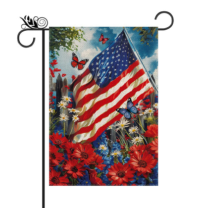GPGHE patriotic butterfly vertical burlap flag adds outdoor charm to yards