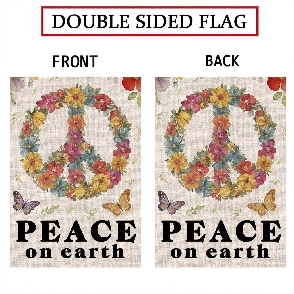 GPGHE Peace Garden Flag hanging outdoors with vivid colors on both sides