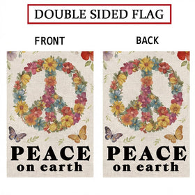 GPGHE Peace Garden Flag hanging outdoors with vivid colors on both sides