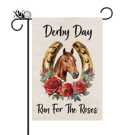 GPGHE sports garden flag featuring a horse-run design for outdoor yard decor.