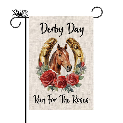 GPGHE sports garden flag featuring a horse-run design for outdoor yard decor.