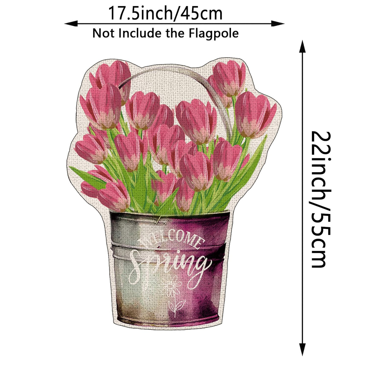GPGHE double-sided flag showcases vibrant tulips, readable from both sides.