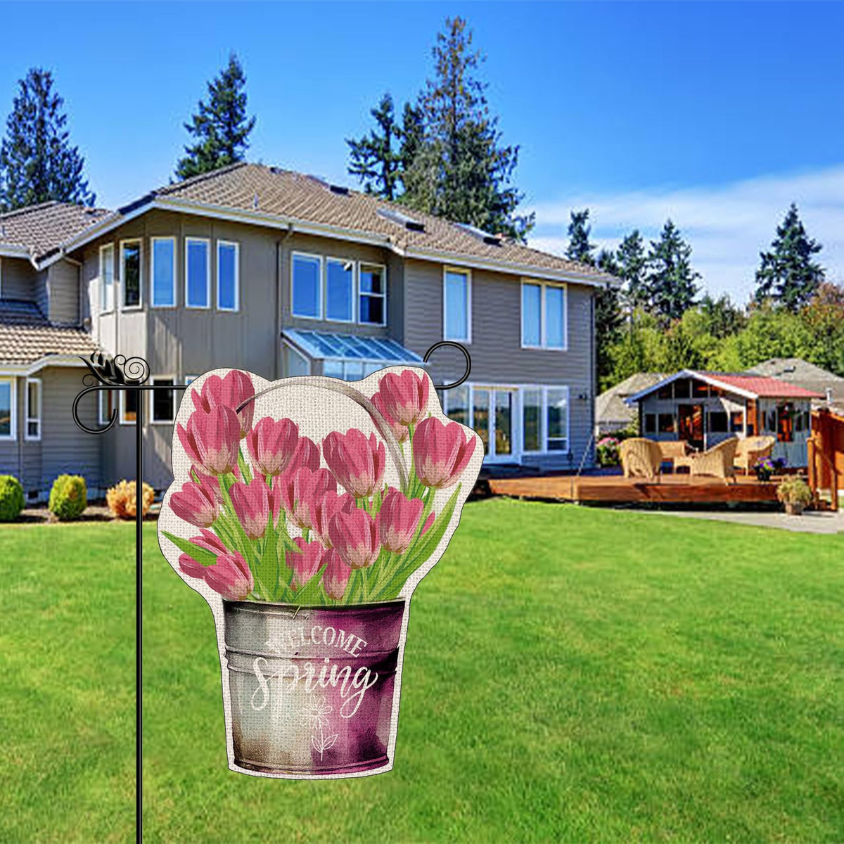 GPGHE spring flag for outdoor decor welcomes visitors with style.