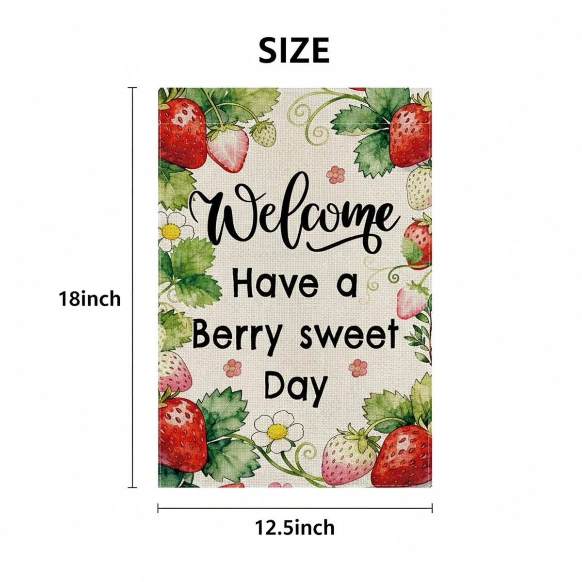 GPGHE Strawberry Decor back-view flag retains colors on both sides