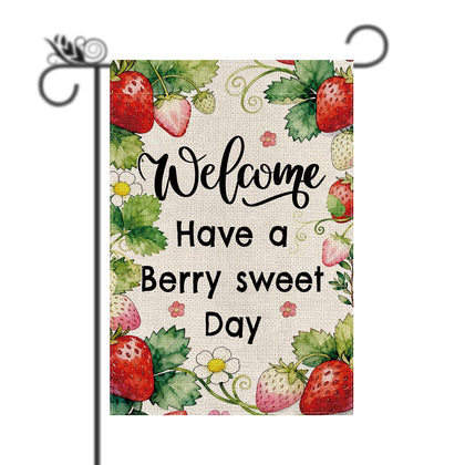 GPGHE Strawberry Decor front-view flag with double-sided print for outdoor decoration