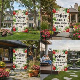 GPGHE Strawberry Decor weather-ready flag designed for sun exposure and seasonality