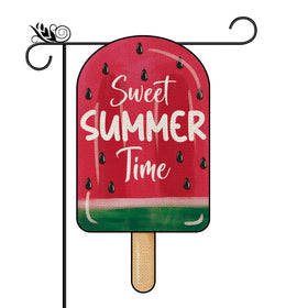 GPGHE Watermelon Ice Cream flag shown in garden with vibrant double-sided print.