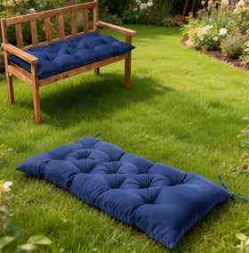 GPPSUNGD waterproof navy cushion on bench for all-weather seating.