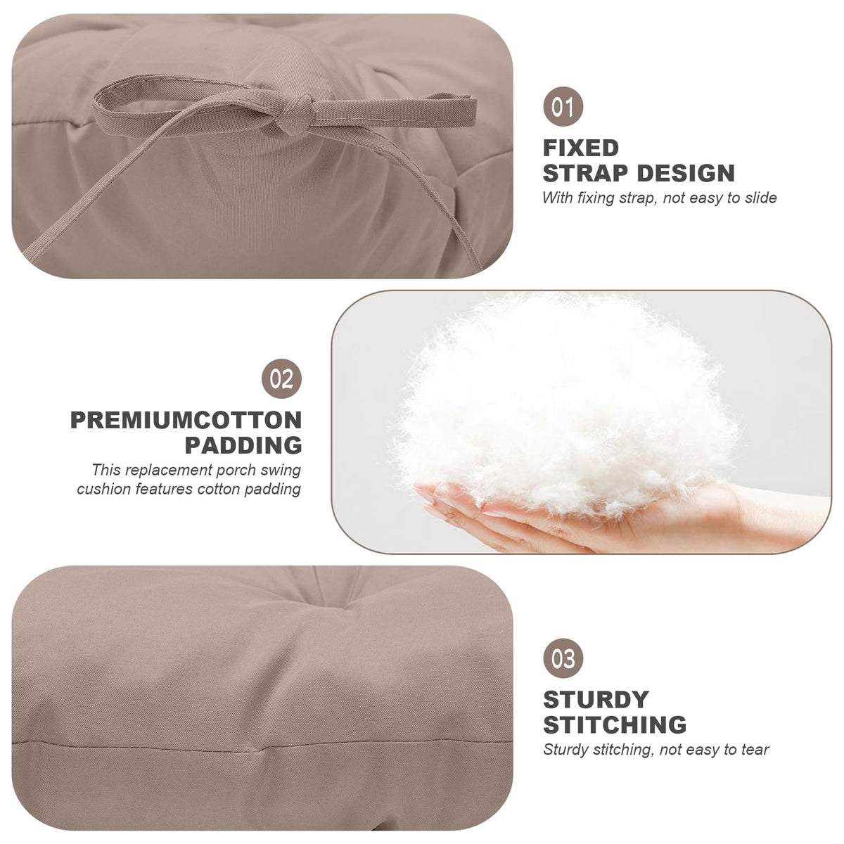 GPQAWER khaki patio cushion enhances garden or porch seating with durability.