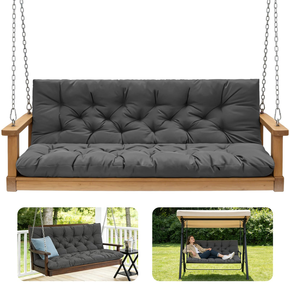 GPQAWER porch swing cushions 60x40 front view in dark gray for outdoor comfort