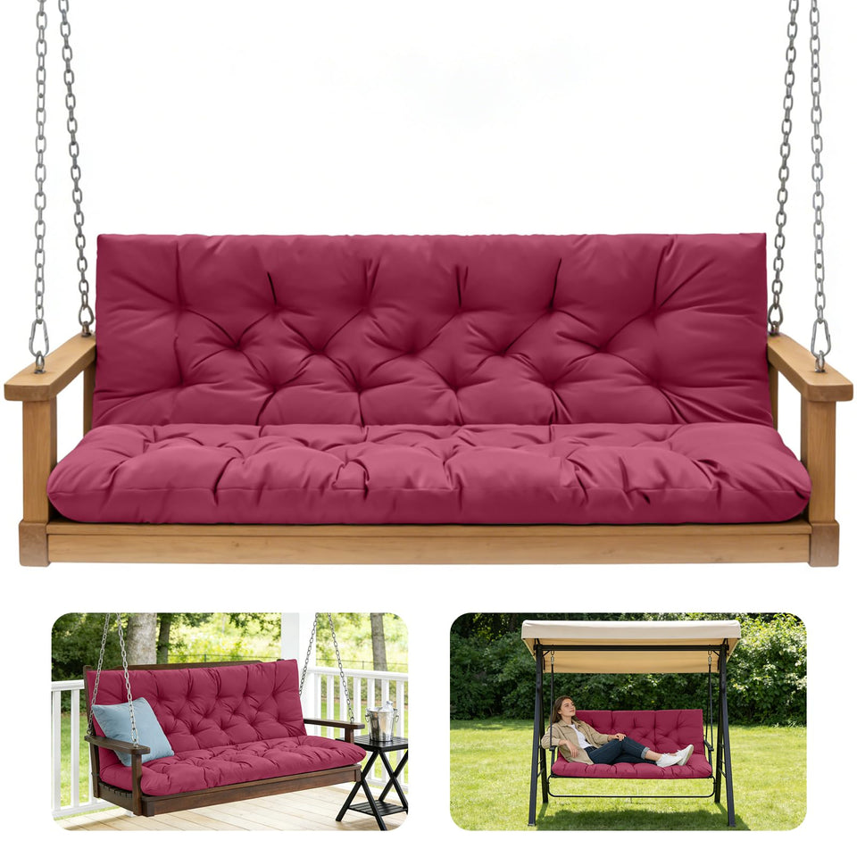 GPQAWER porch swing cushions front view for plush outdoor comfort.