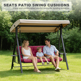 GPQAWER porch swing cushions on a garden bench invite relaxation.