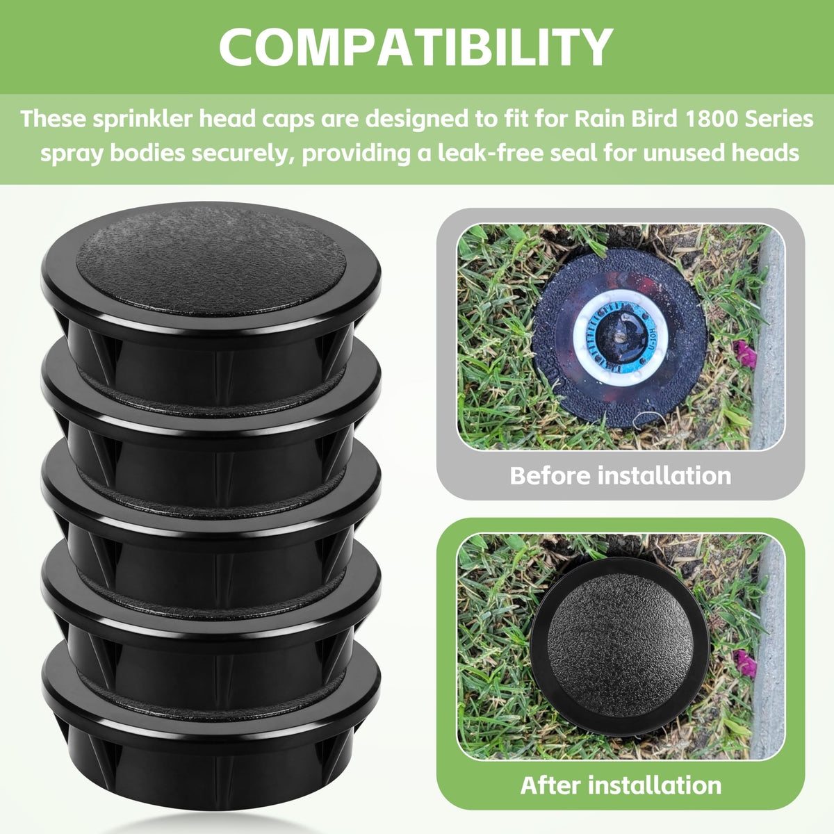 GPWXYYY cap with gasket and O-ring ensures a tight seal for Rain Bird heads.