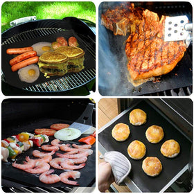 GQC grill mats on a grill demonstrate heat resistance up to 500°F