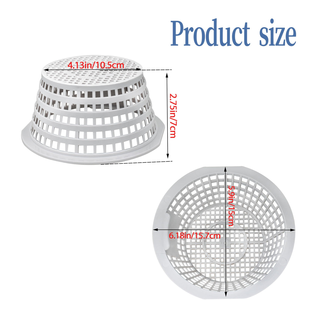 GQNDGN skimmer basket, side view, 2-pack for durable pool maintenance