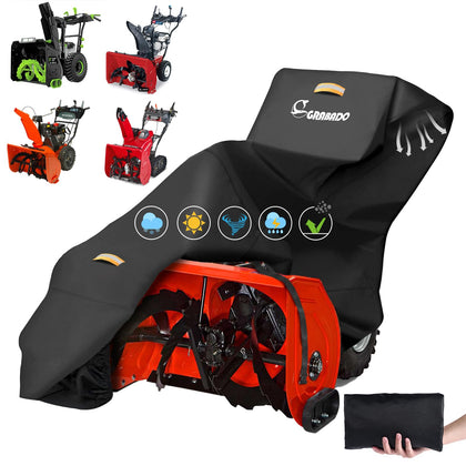 GRABADO snow blower cover exterior view showing universal fit and all-season protection