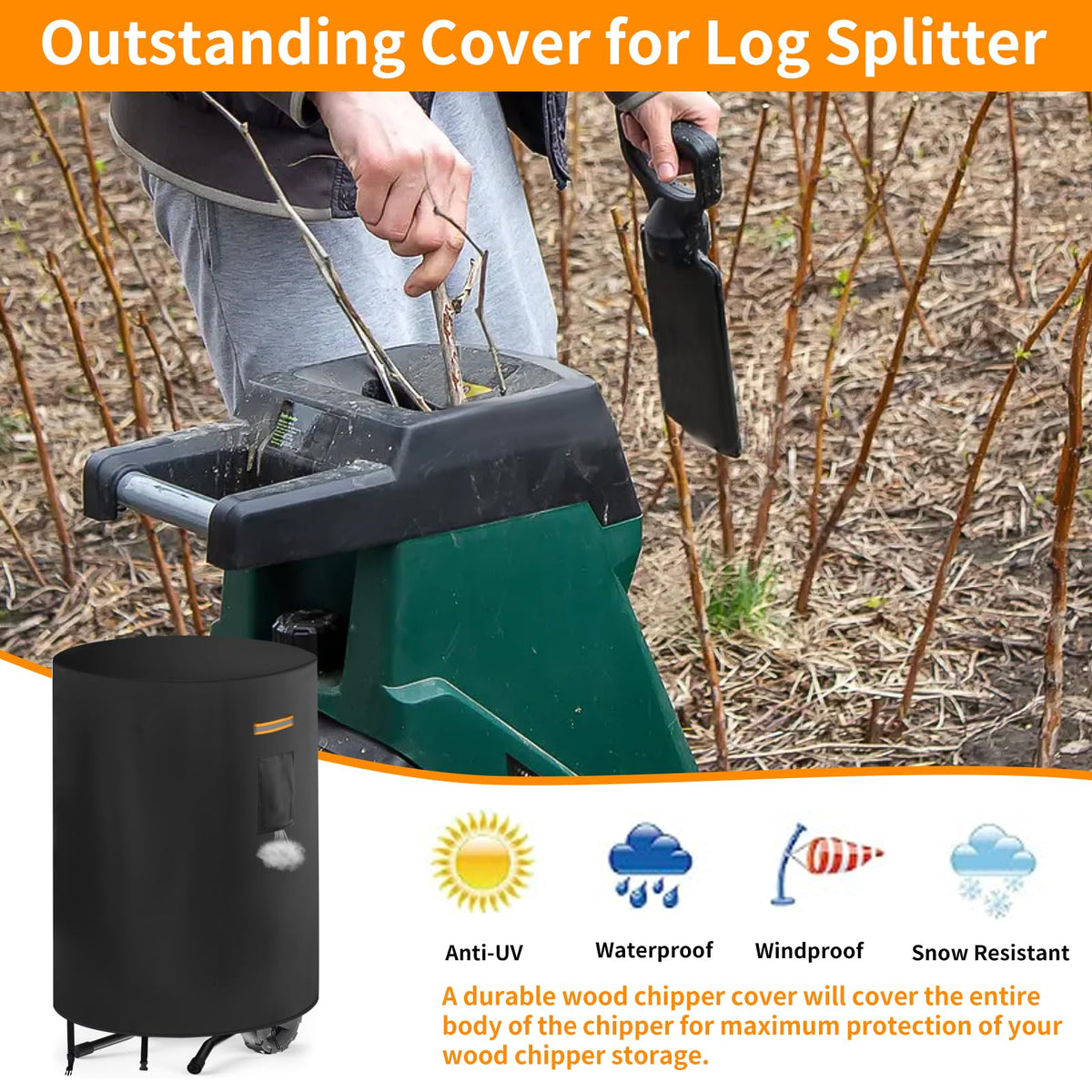 GRABADO Wood Chipper Cover storage bag included for easy organization.