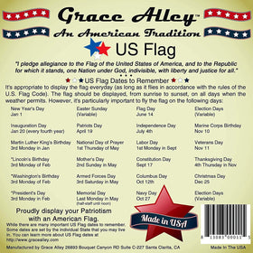 Grace Alley American Flag 5x8 pole not included, ready for mounting setup.