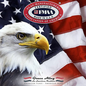Grace Alley American Flag 5x8 reinforced header for long-lasting outdoor resilience.