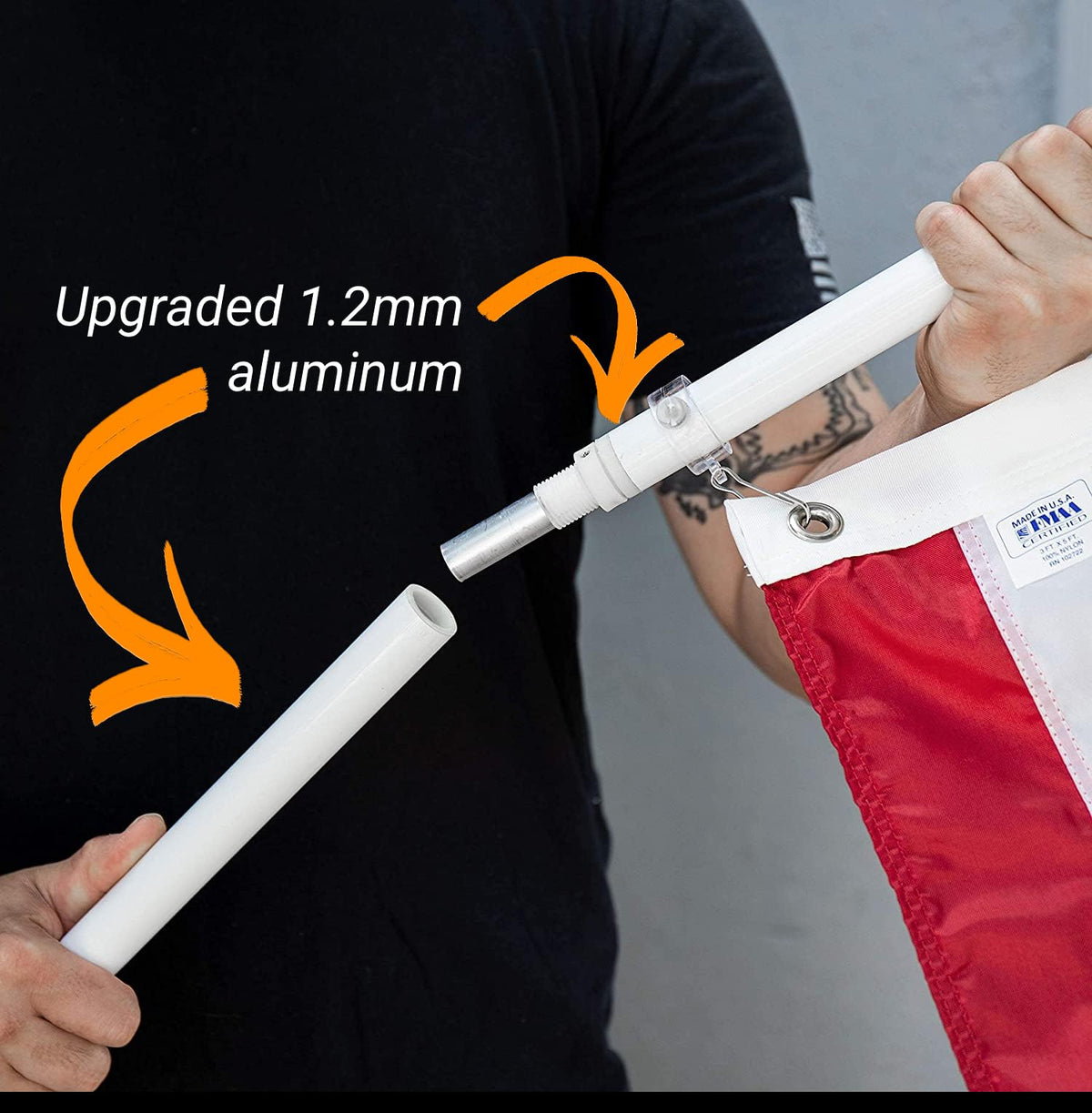 Grace Alley flag-bracket-white includes hardware for secure outdoor mounting.