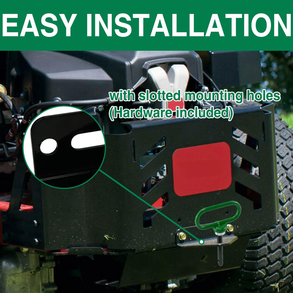 Gradora compatible hitch accepts common bolt centers, with included hardware for installation.
