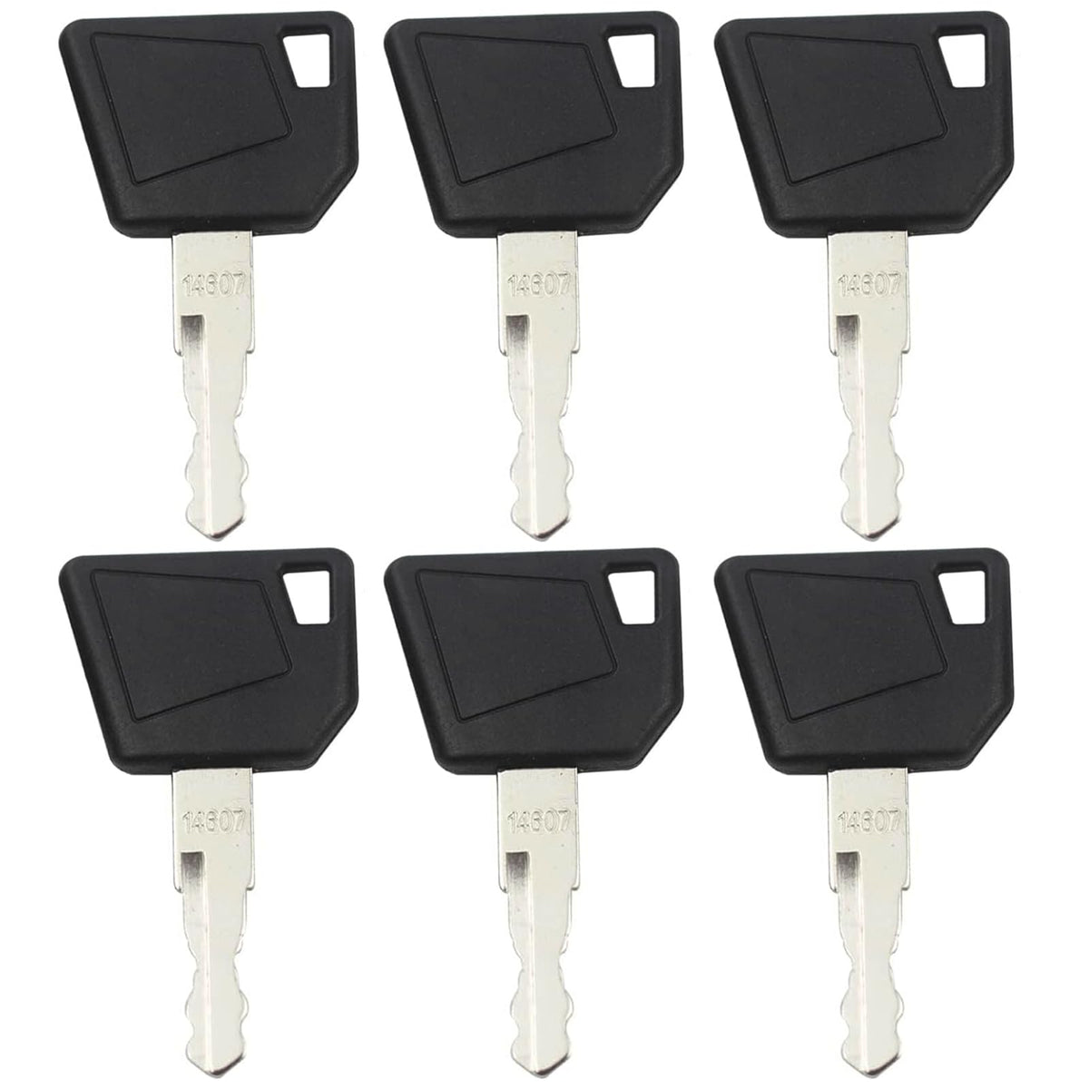 Gradora ignition keys pack6 front view showing broad compatibility with construction equipment